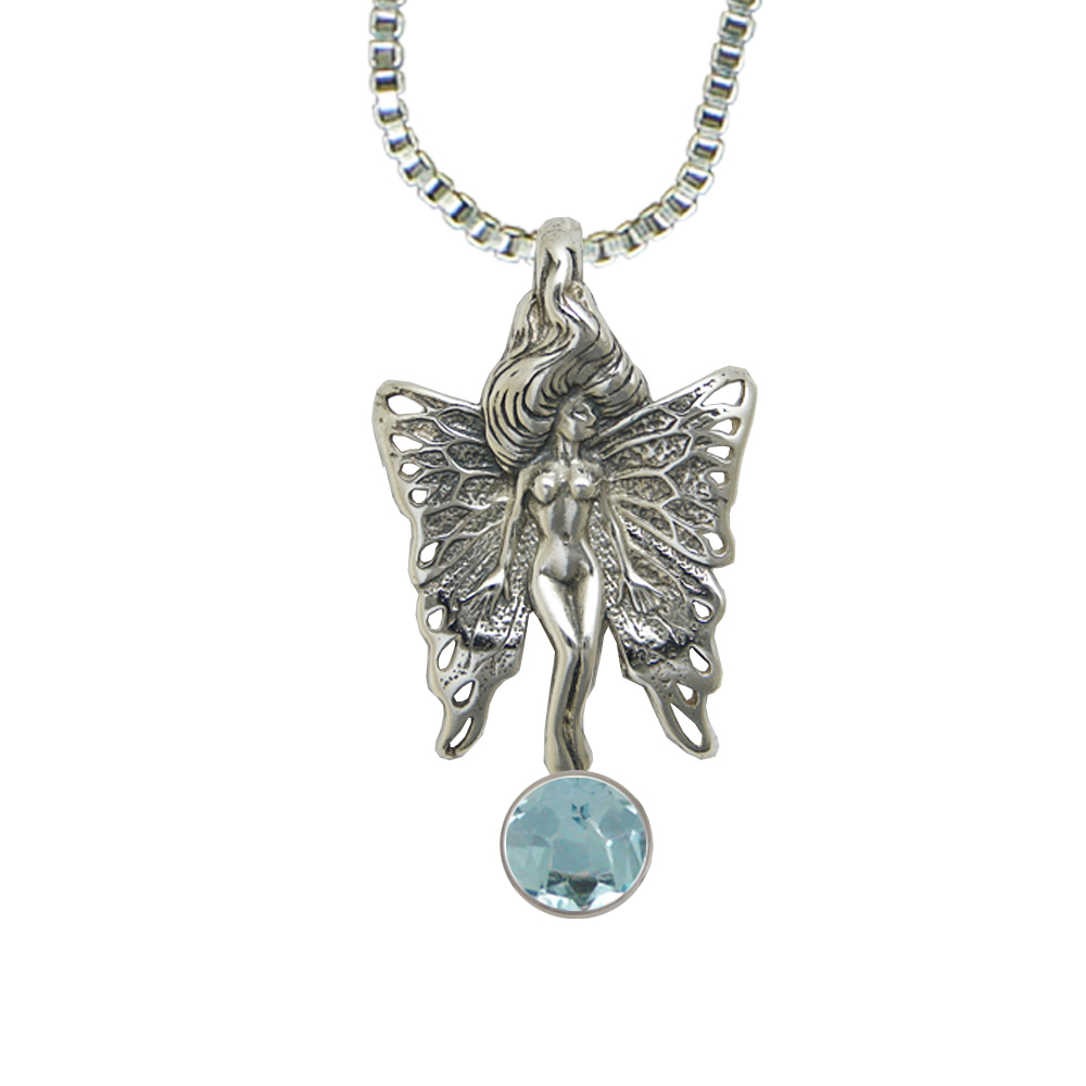 Sterling Silver Fairy Dreaming Pendant With Blue Topaz
